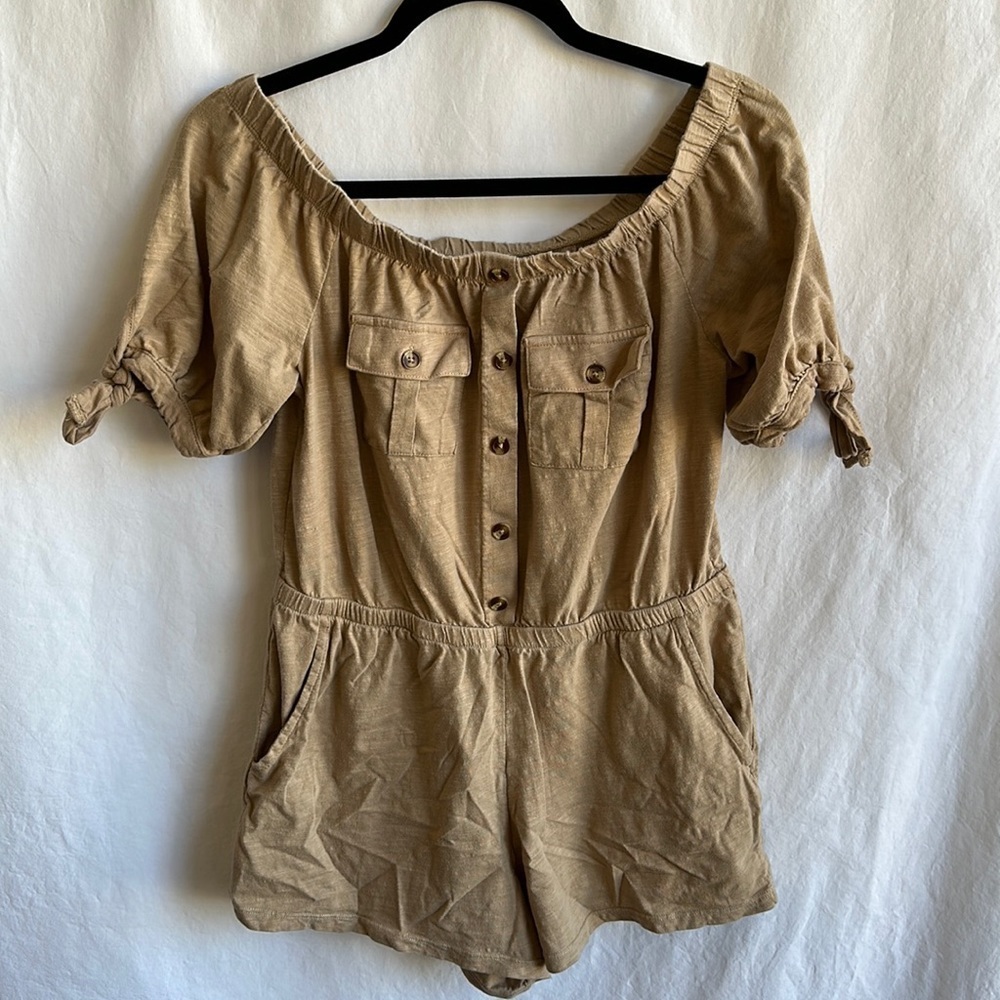 No Boundaries tan romper, size L (11–13)